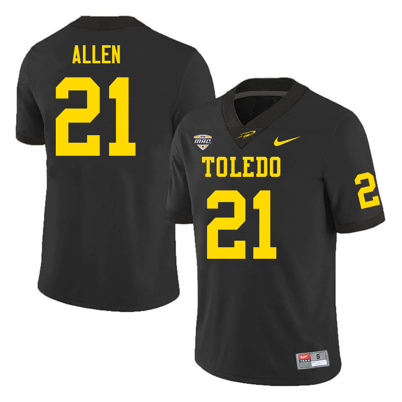 Toledo Rockets #21 Julian Allen College Football Jerseys Stitched Sale-Black